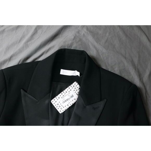 New Jonathan Simkhai Jacket Womens Sz 8 Black Tuxedo Jessie Crepe Blazer - Picture 4 of 12